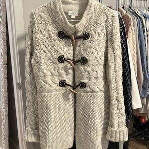Large Petite - Ann Taylor Loft Coat Sweater (Beige)